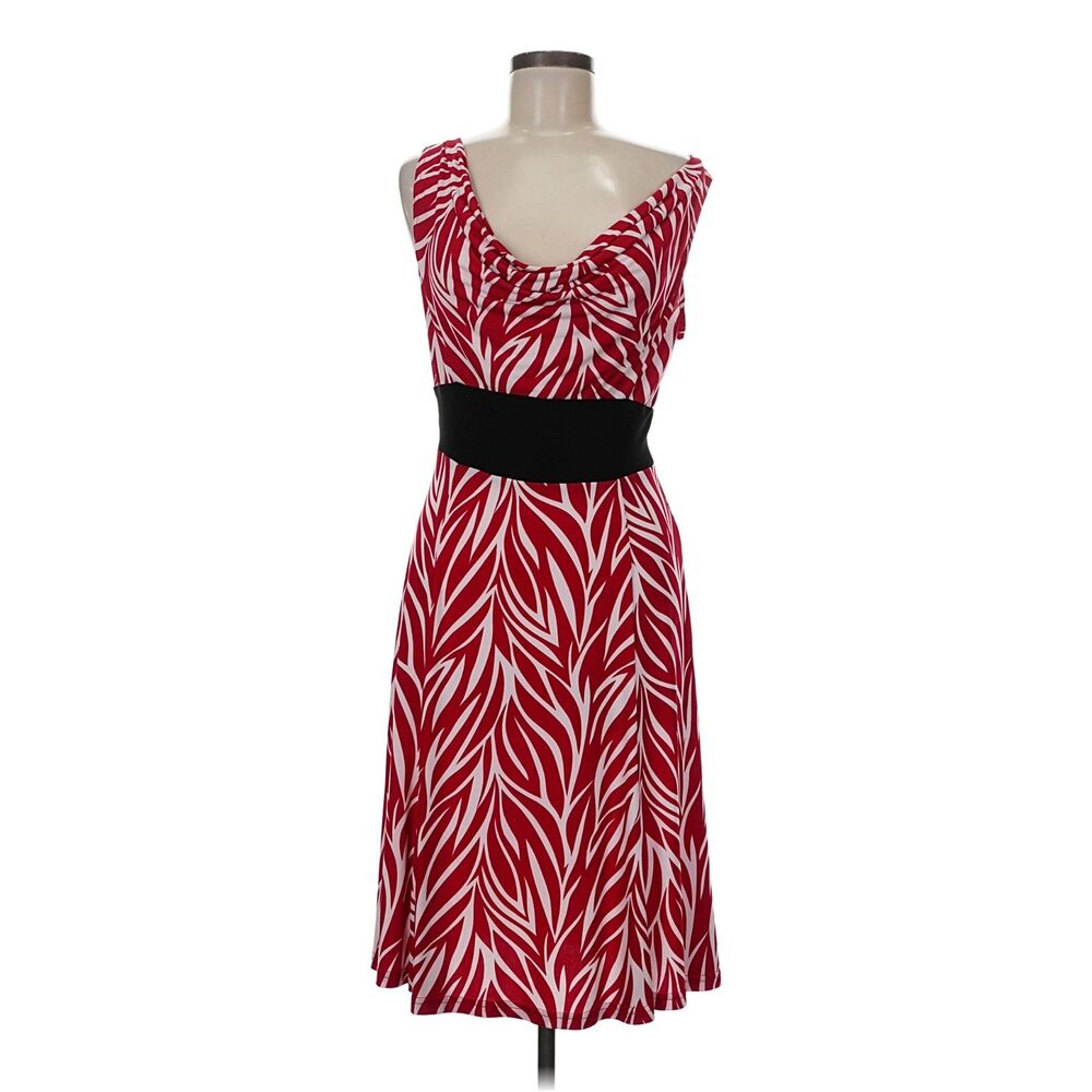 J.F.W. Just For Wraps Red & White Zebra Animal Print Midi Dress - Size L